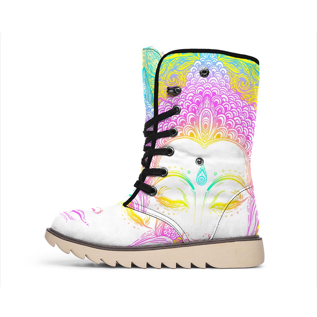 Colorful Buddha Mandala Print Winter Boots