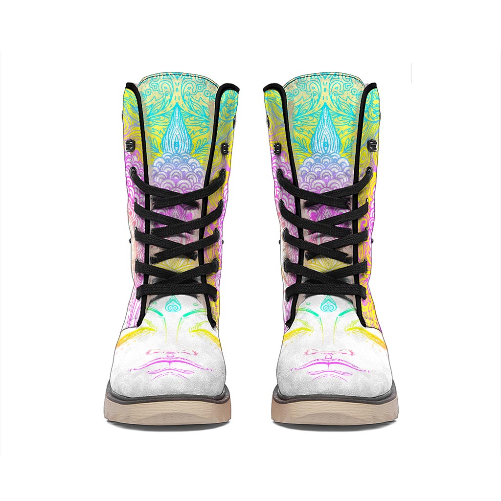 Colorful Buddha Mandala Print Winter Boots