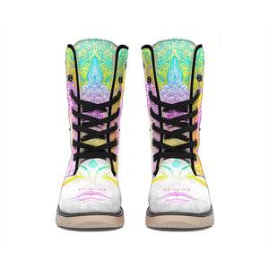 Colorful Buddha Mandala Print Winter Boots