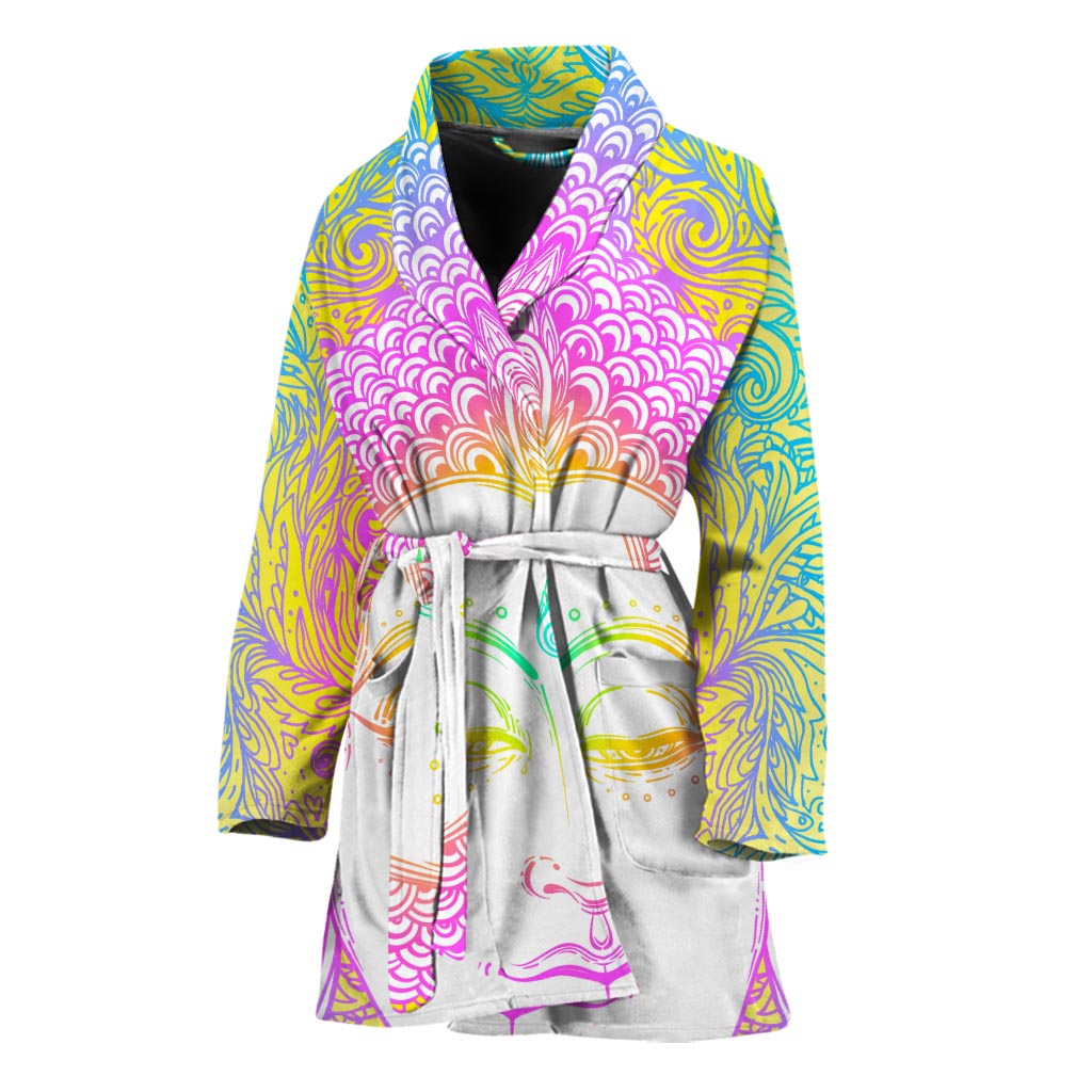 Colorful Buddha Mandala Print Women's Bathrobe