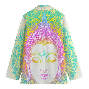 Colorful Buddha Mandala Print Women's Cotton Blazer