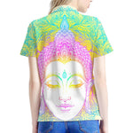 Colorful Buddha Mandala Print Women's Polo Shirt