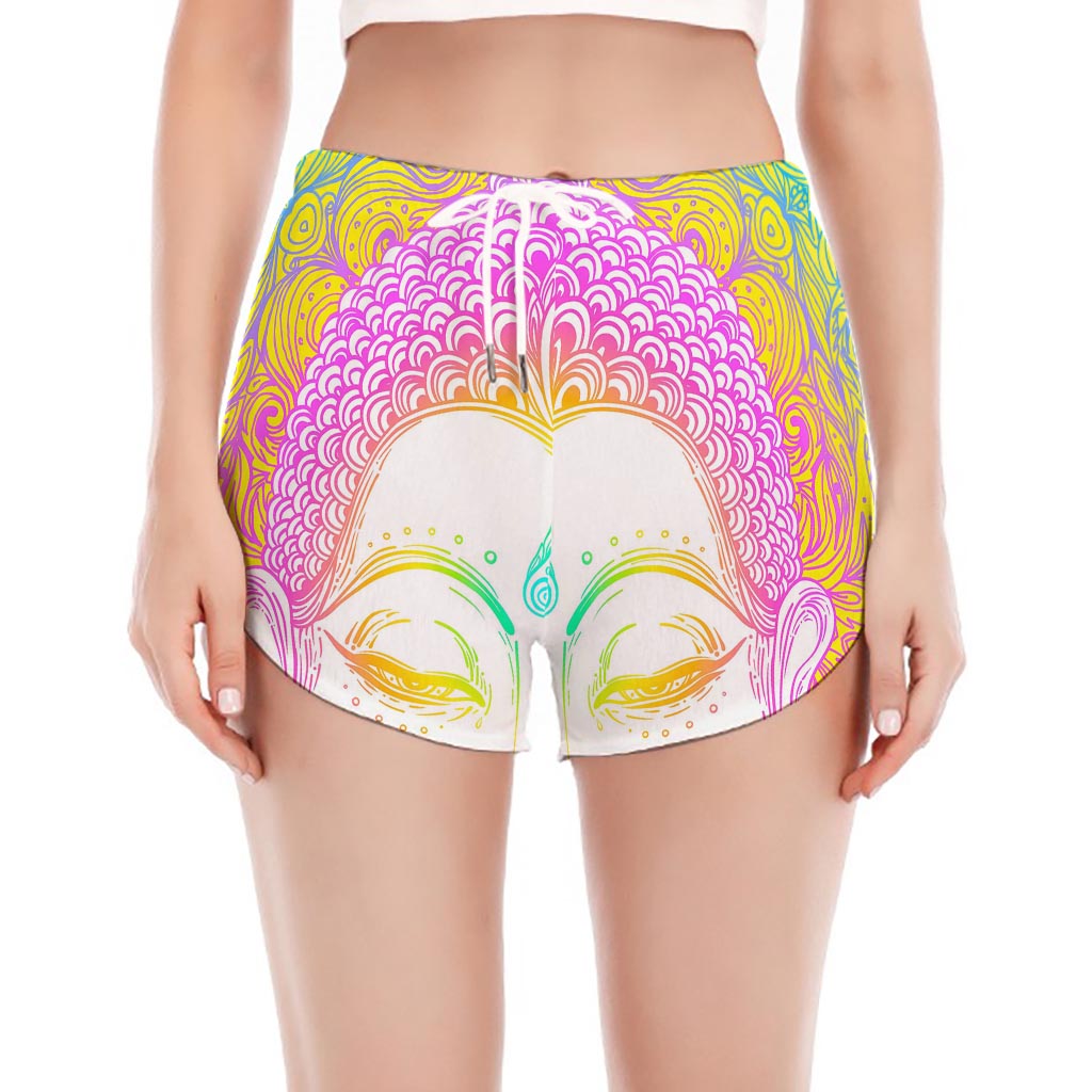 Colorful Buddha Mandala Print Women's Split Running Shorts