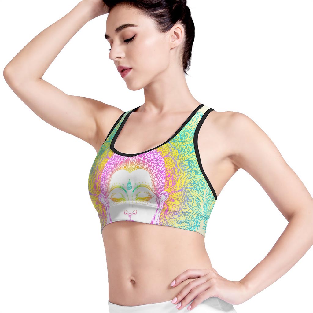 Colorful Buddha Mandala Print Women's Sports Bra