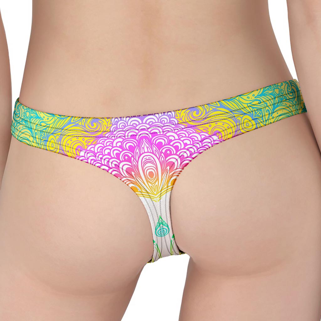 Colorful Buddha Mandala Print Women's Thong