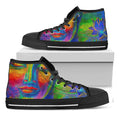 Colorful Buddha Print Black High Top Sneakers