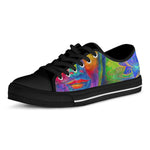 Colorful Buddha Print Black Low Top Sneakers