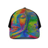 Colorful Buddha Print Black Mesh Trucker Cap