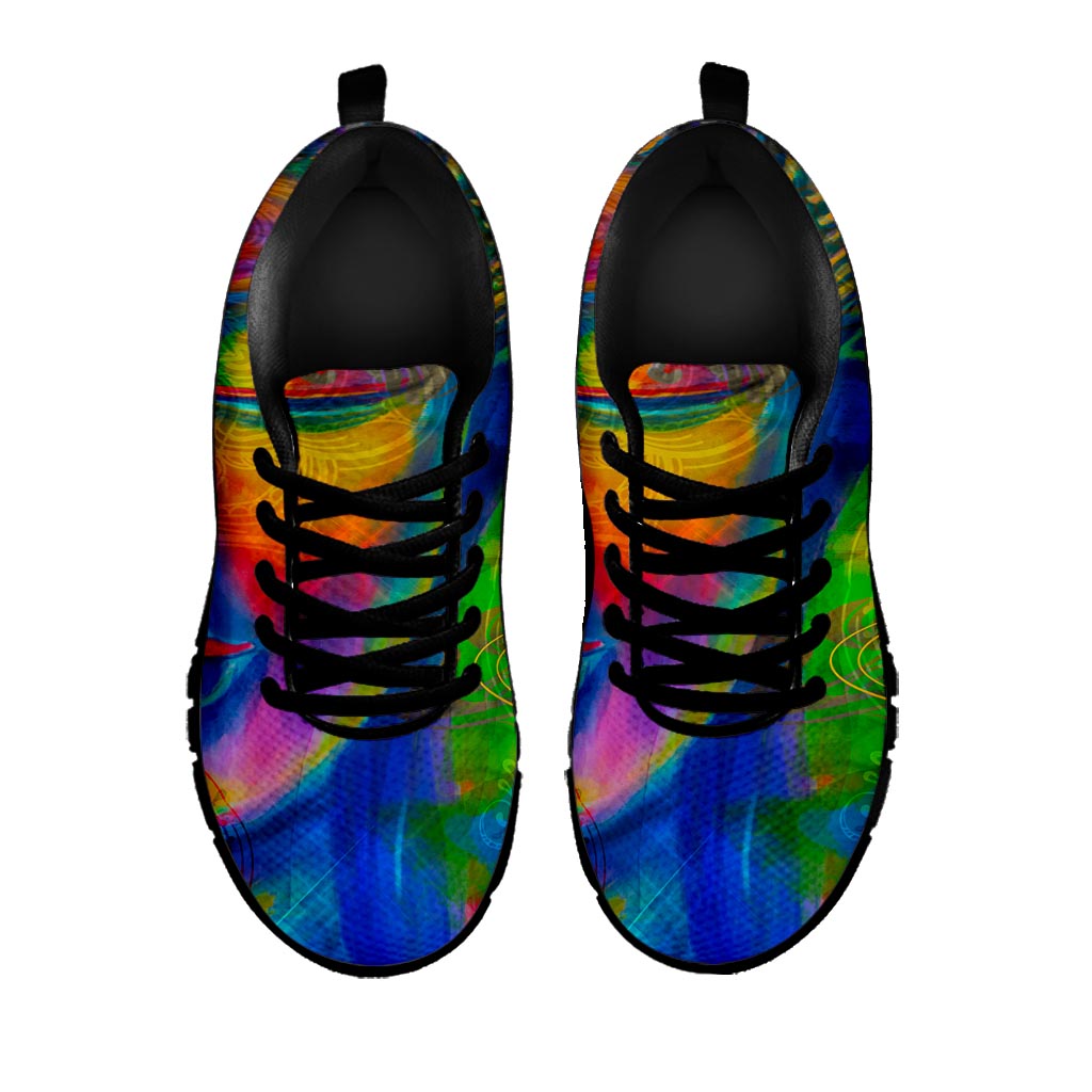 Colorful Buddha Print Black Running Shoes