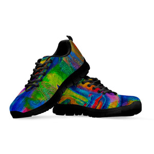 Colorful Buddha Print Black Running Shoes