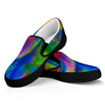 Colorful Buddha Print Black Slip On Sneakers