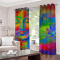 Colorful Buddha Print Dimout Grommet Curtains