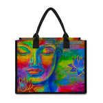 Colorful Buddha Print Canvas Tote Bag