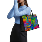 Colorful Buddha Print Canvas Tote Bag