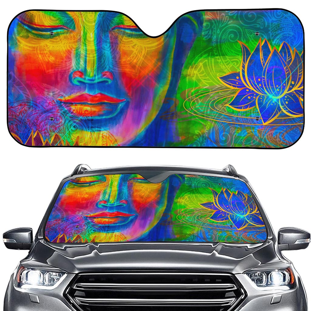 Colorful Buddha Print Car Windshield Sun Shade