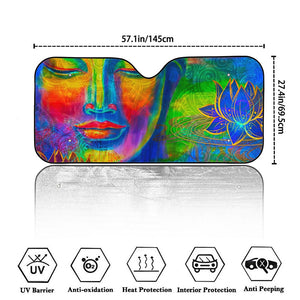 Colorful Buddha Print Car Windshield Sun Shade