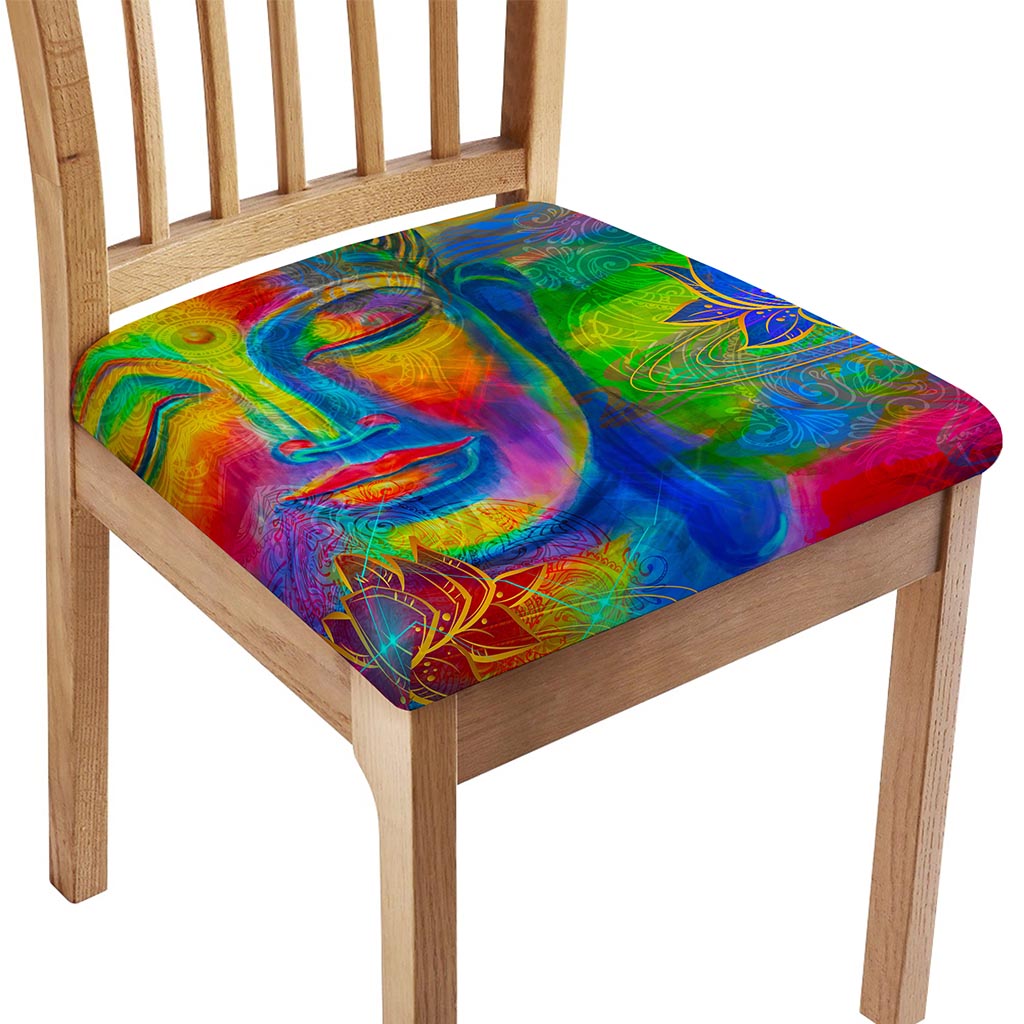 Colorful Buddha Print Chair Cushion Cover