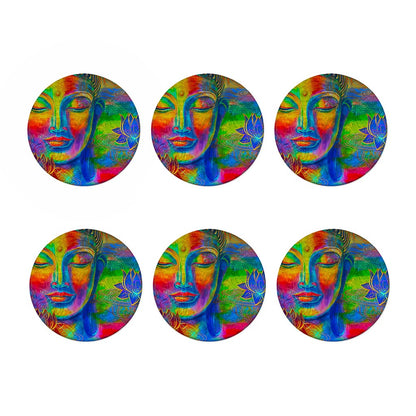 Colorful Buddha Print Coaster Set