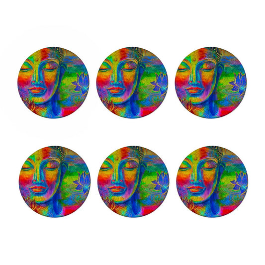 Colorful Buddha Print Coaster Set