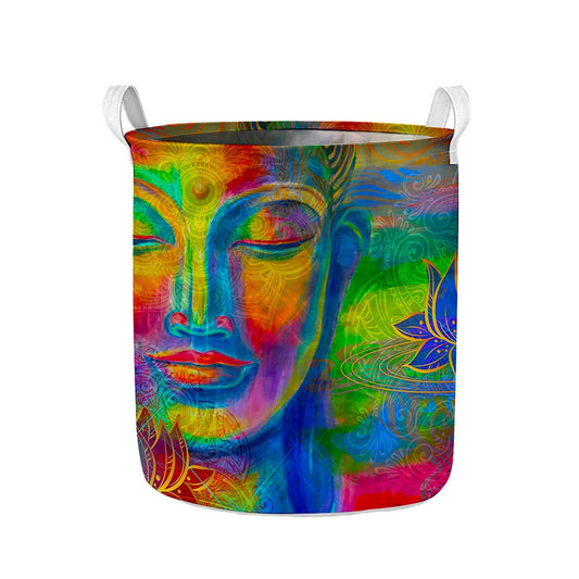 Colorful Buddha Print Collapsible Laundry Basket