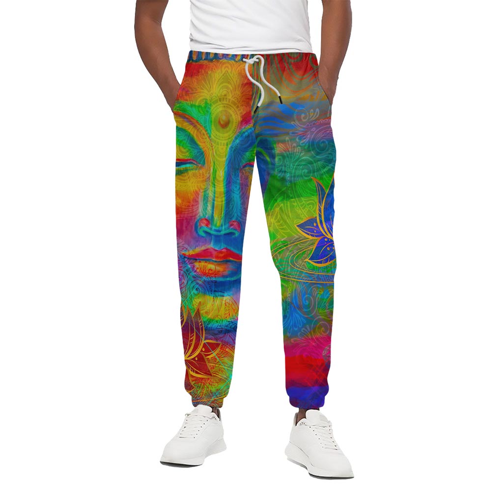 Colorful Buddha Print Cotton Pants