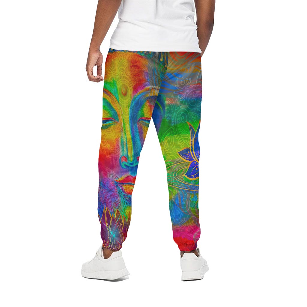 Colorful Buddha Print Cotton Pants