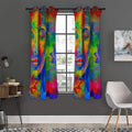 Colorful Buddha Print Grommet Curtain Panels