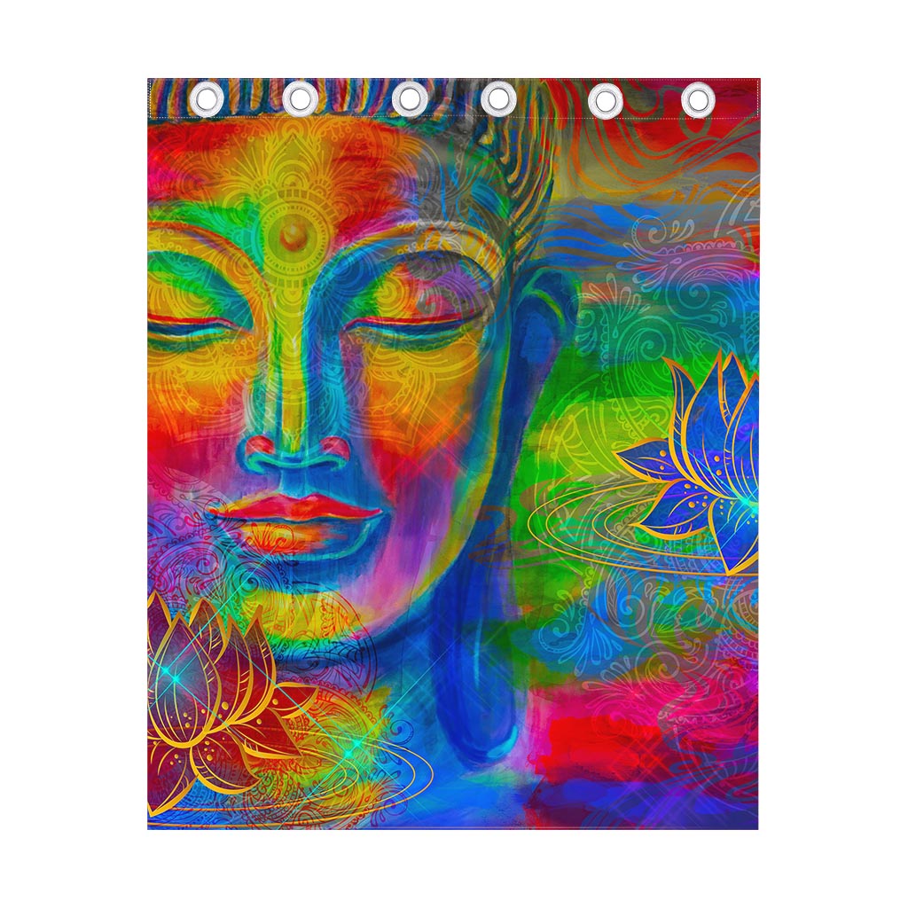 Colorful Buddha Print Curtain