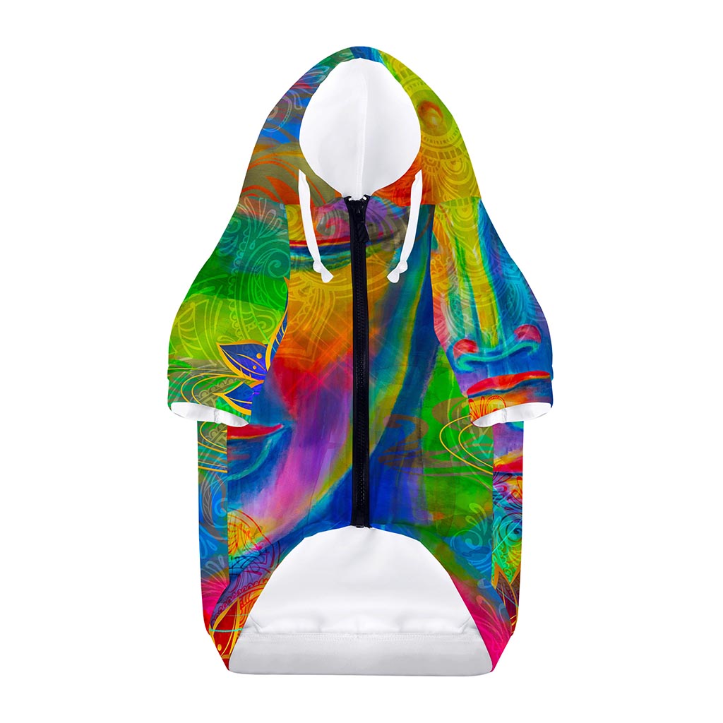 Colorful Buddha Print Dog Zip Up Hoodie