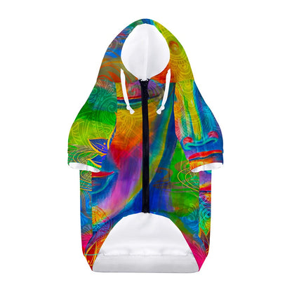 Colorful Buddha Print Dog Zip Up Hoodie
