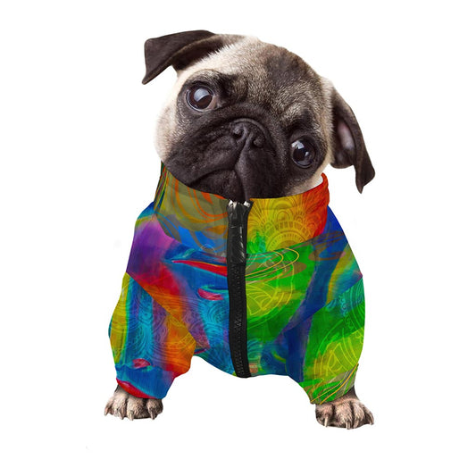 Colorful Buddha Print Dog Zip Up Jacket