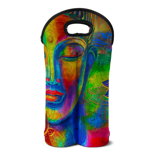 Colorful Buddha Print Double Neoprene Wine Tote