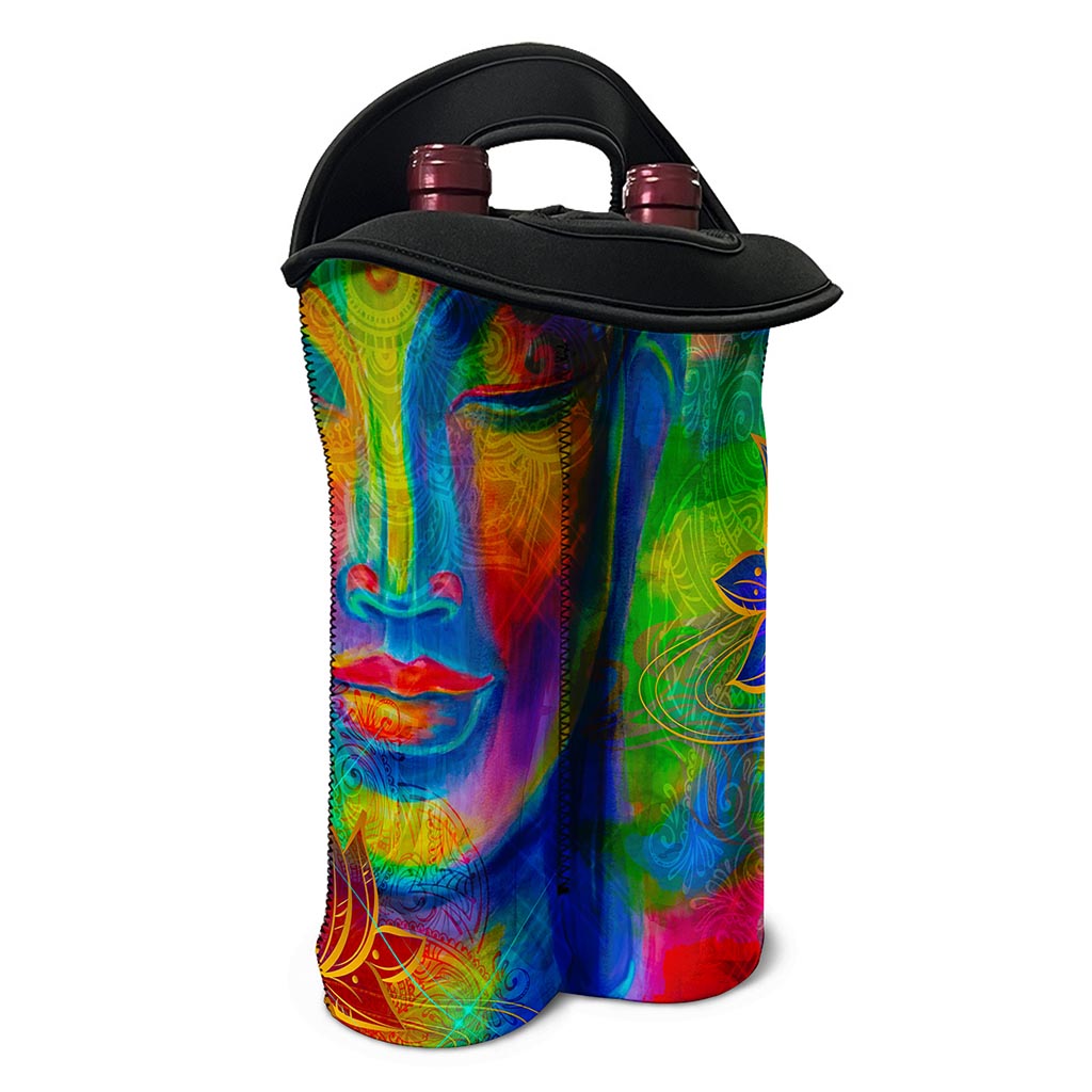 Colorful Buddha Print Double Neoprene Wine Tote