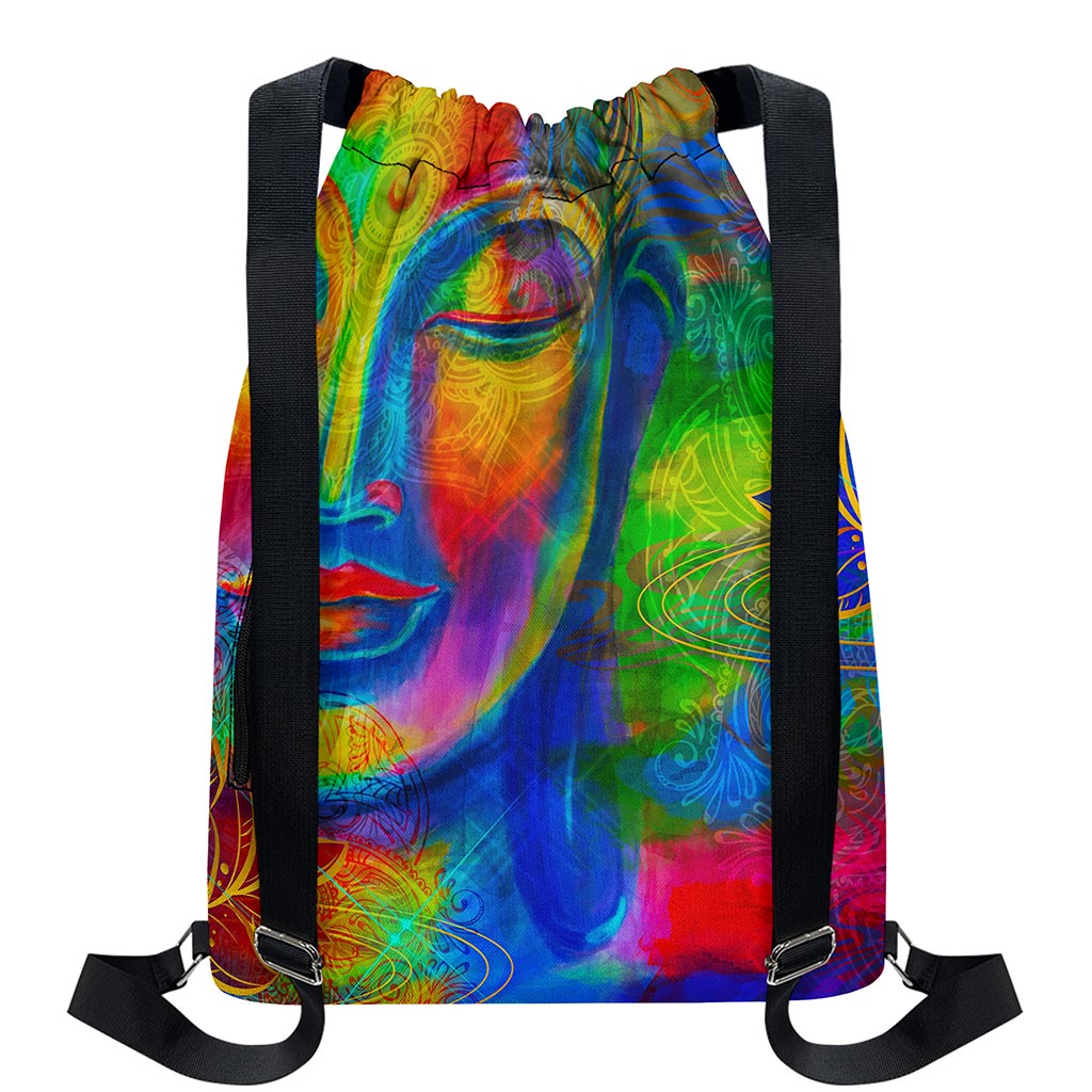 Colorful Buddha Print Drawstring Backpack