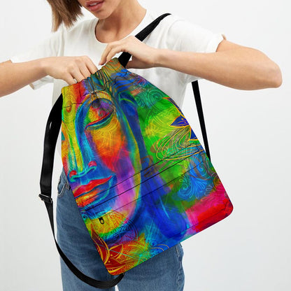 Colorful Buddha Print Drawstring Backpack