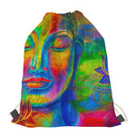 Colorful Buddha Print Drawstring Bag