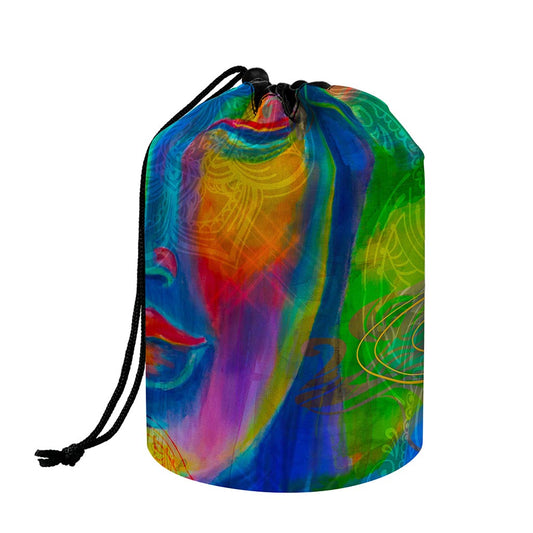 Colorful Buddha Print Drawstring Makeup Bag