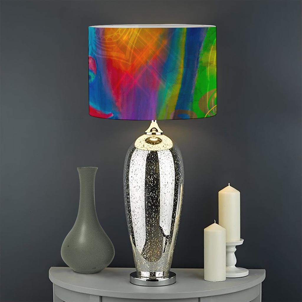 Colorful Buddha Print Drum Lamp Shade