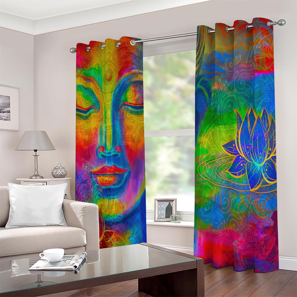 Colorful Buddha Print Extra Wide Grommet Curtains