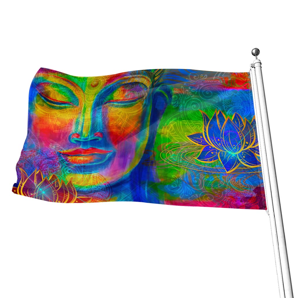 Colorful Buddha Print Flag