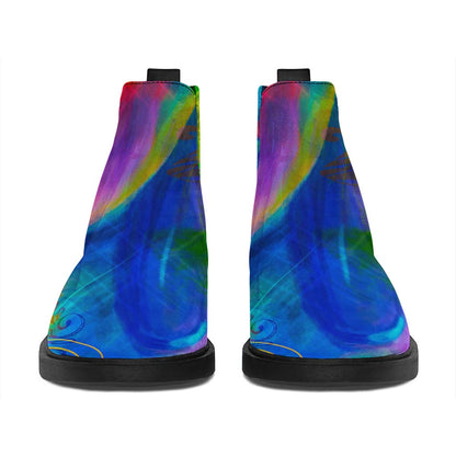 Colorful Buddha Print Flat Ankle Boots
