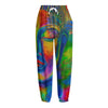 Colorful Buddha Print Fleece Lined Knit Pants