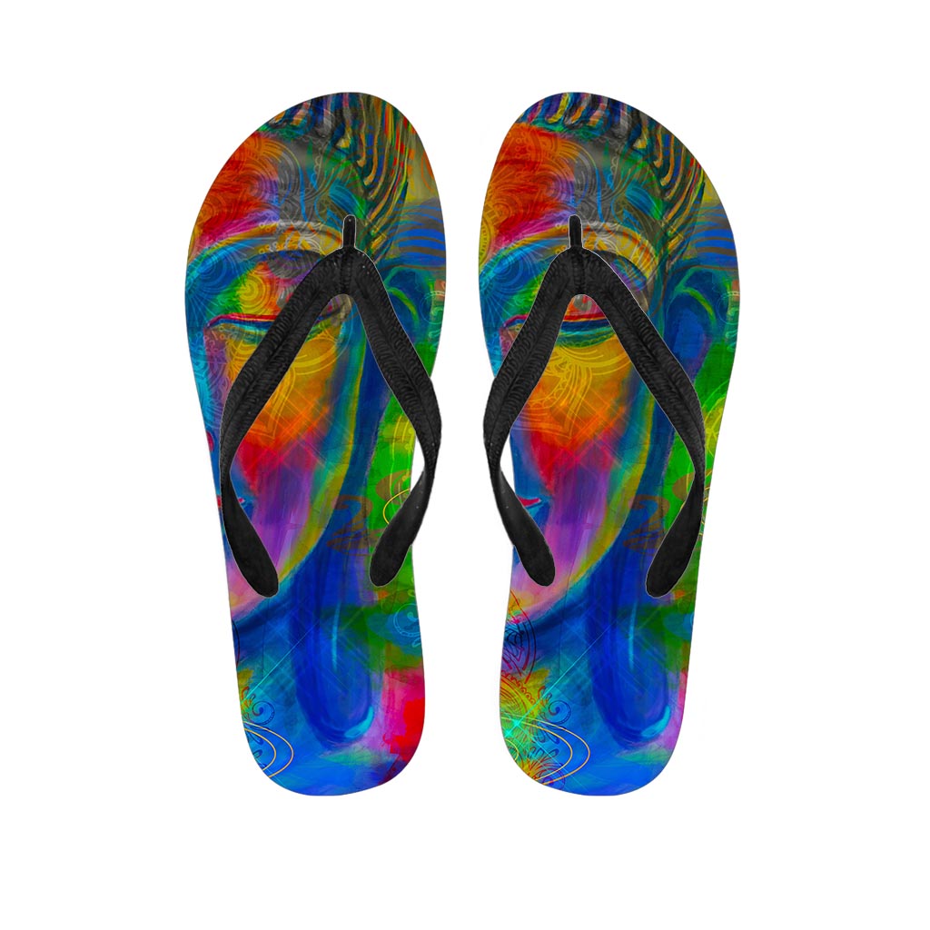 Colorful Buddha Print Flip Flops