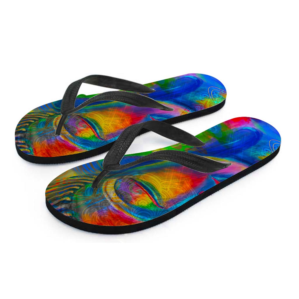 Colorful Buddha Print Flip Flops