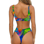 Colorful Buddha Print Front Bow Tie Bikini