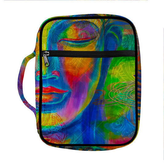 Colorful Buddha Print Front Pocket Bible Bag