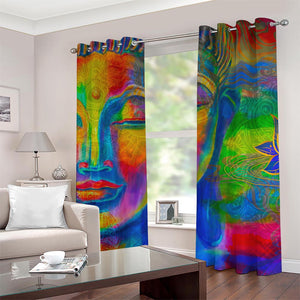 Colorful Buddha Print Grommet Curtains