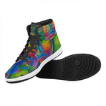 Colorful Buddha Print High Top Leather Sneakers