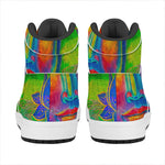 Colorful Buddha Print High Top Leather Sneakers