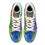 Colorful Buddha Print High Top Leather Sneakers